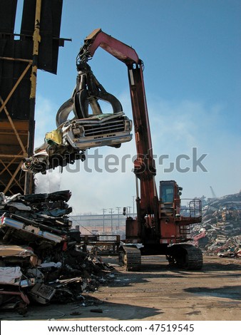 stock photo : scrap yard recycling old cars