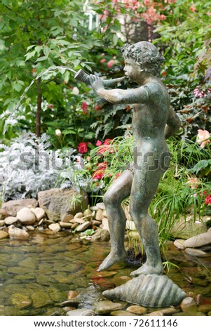 Small fountain sculpture in Fitzroy Gardens in Melbourne, Victoria, Australia