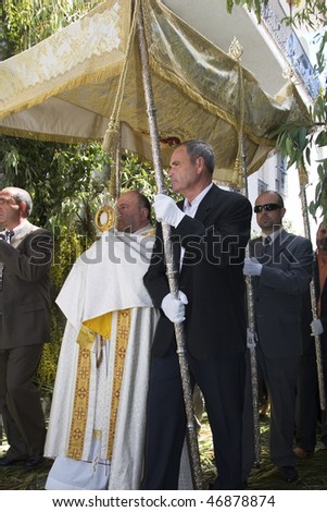 EL GASTOR, SPAIN - MAY 25: Participants in the traditional Corpus Christi religious procession on May 25, 2008 in El Gastor, Spain