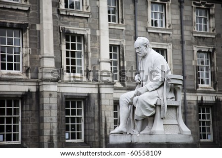 Ancient statue of a college professor