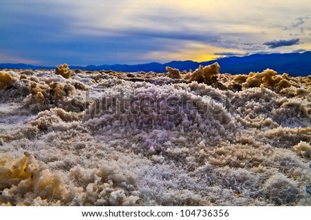 Close-up pattern of amazing crystals formations in Devil\'s Golf Course Death Valley