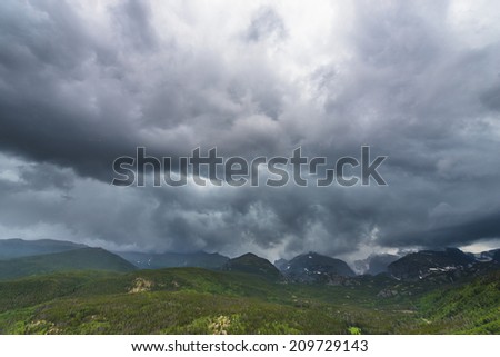Dramatic sky over The Continental Divide in Rockies Colorado