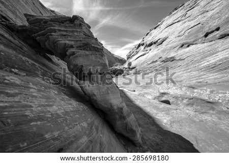 Abstract Sandstone Background Pattern Slot Canyon - Black and White photography