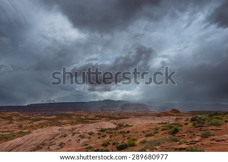 Rain Storm Clouds building up over the Desert Utah Landscape