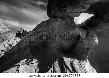 Black and White Abstract Rock Formations Valley of Fire Overton Nevada,