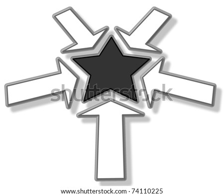 Black and White Star and Arrow Business Diagram Blank for Text