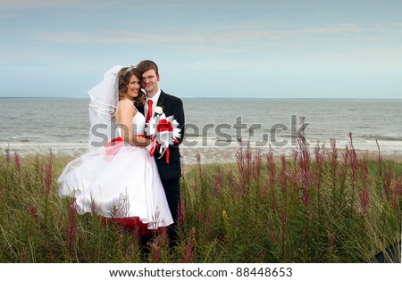 Happy Just Married Couple Looking Forward to Life Together