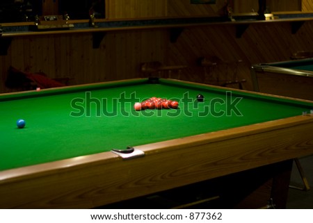 Snooker Table with Racked Balls