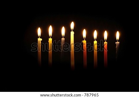 Chanuka candles lit for the seventh night.