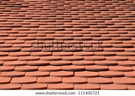 Surface of the red tile roof, background