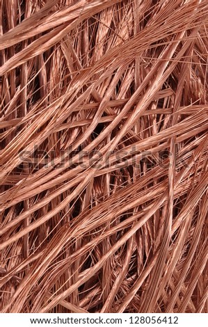 Pure copper wires raw material for industry background