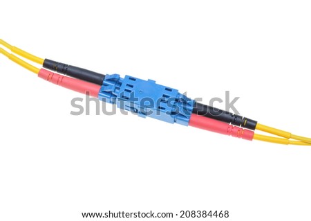 Optical single mode LC patch cord isolated on white background