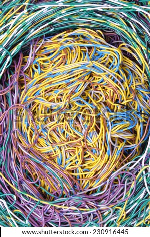 Bundles of colorful network cables