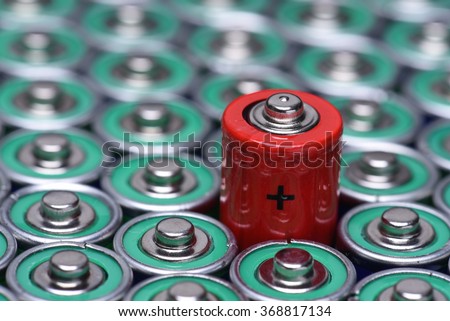 Alkaline battery AAA size with selective focus on single battery