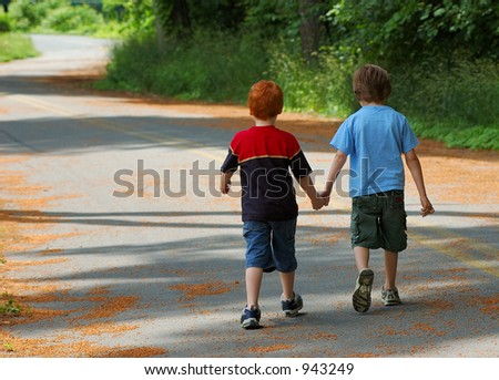 Holding Hands Walking. boys holding hands walking