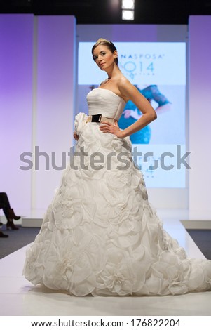ZAGREB, CROATIA - FEBRUARY 15, 2014: Fashion model in wedding dress on \'Wedding days\'