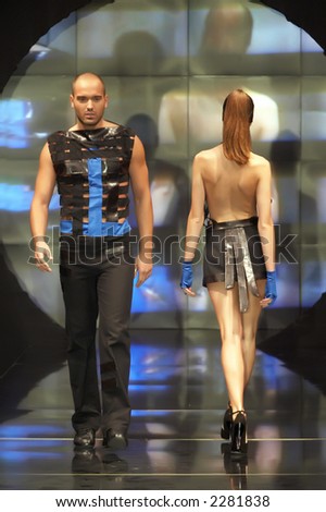 Male and female fashion model on Zagreb Fashion Week Spring/ Summer 2007.