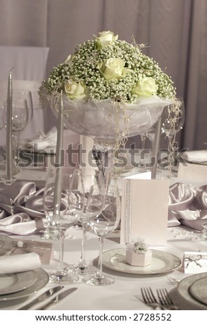 stock photo Detail of a fancy table set for wedding dinner