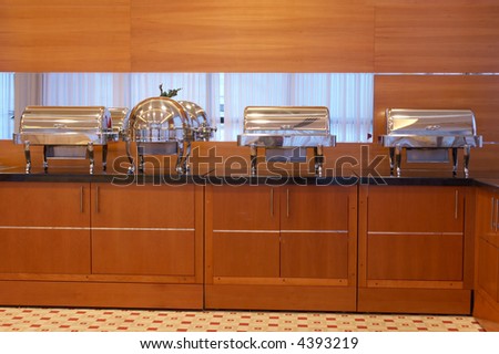 Food containers in restaurant kitchen