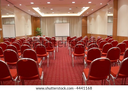 Empty conference room ready for audience