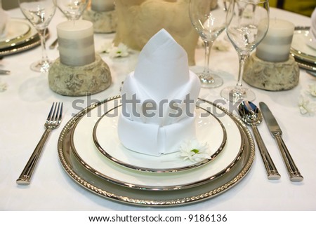 Table set for a fancy dinner