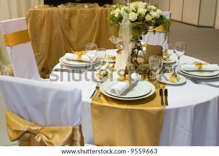 Fancy table set for a wedding dinner