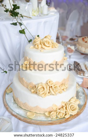 stock photo Three tiered wedding cake