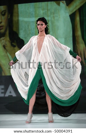 Zagreb Croatia March 24 Fashion Model Wearing Design Of Hippy Garden At 