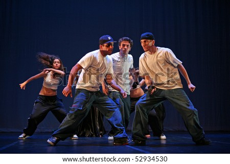 ZAGREB, CROATIA - MAY 08: Group dancer performance on Belly Freaks Show, May 08, 2010 Zagreb, Croatia.