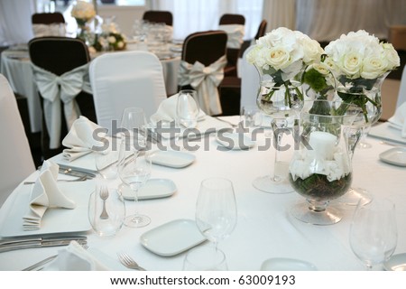 stock photo Table set for an event party or wedding reception