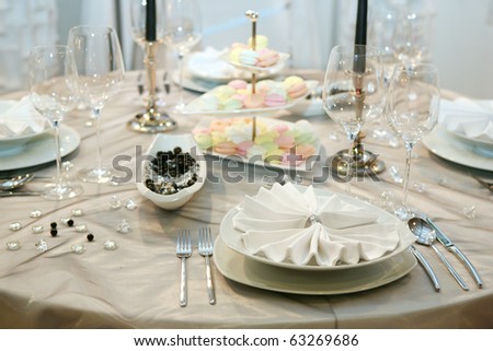 stock photo Table setting for elegant wedding dinner
