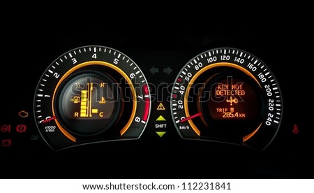 Car speed meter closeup in vibrant colors