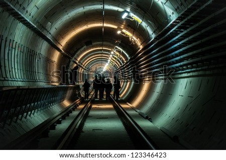 Underground facility with a big tunnel leading deep down