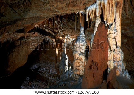 Underground photo in a cave in bright light
