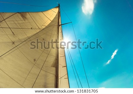 Sail of a sailing boat against sky Sail of a sailing boat against sky