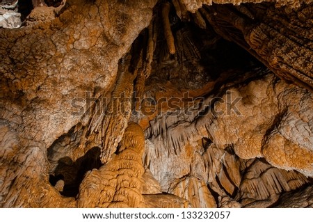 Underground photo in a cave in bright light