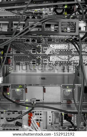 High tech network cables in a server