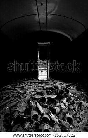 Scrap metal piled up in a room
