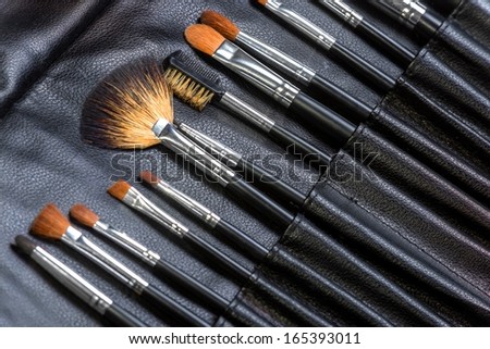 Makeup Tools in a leather case