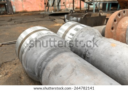 New industrial pipeline closeup photo in factory