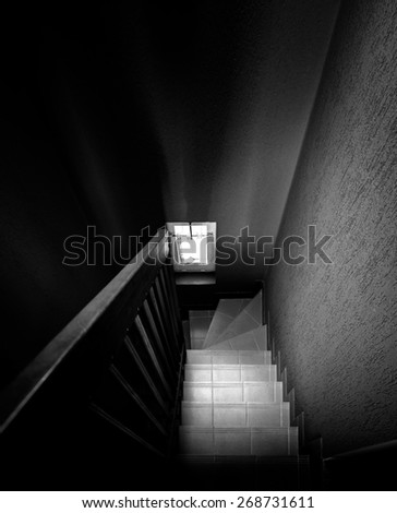 Modern staircase black and white background photo