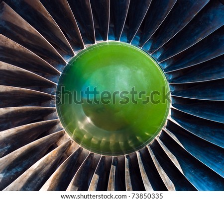 Closeup of a jet turbine engine