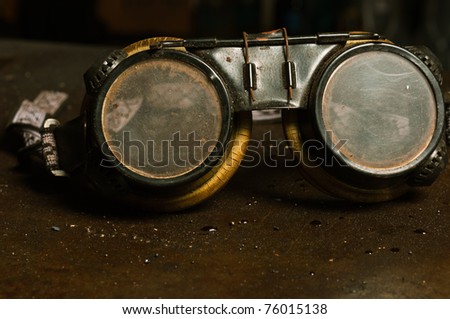 Goggles of a factory worker