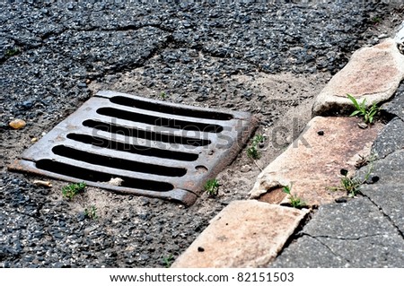 Sewer drain on road