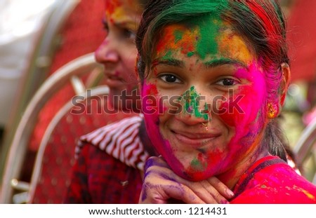 Young India Woman at Holi Festival