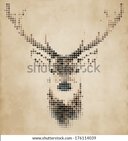Deer portrait made of geometrical shapes Vintage Design Deer portrait made of geometrical shapes Vintage Design