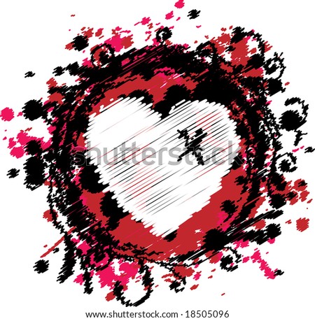 stock vector Grungy Emo Heart Design