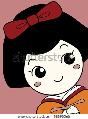 stock vector : Cute Japanese Girl Cartoon Character