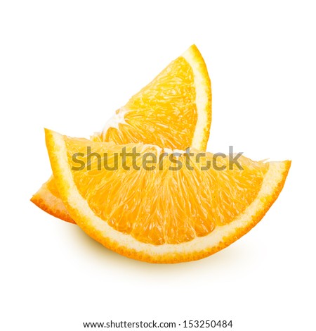 Orange fruit slices isolated on white background Orange fruit slices isolated on white background