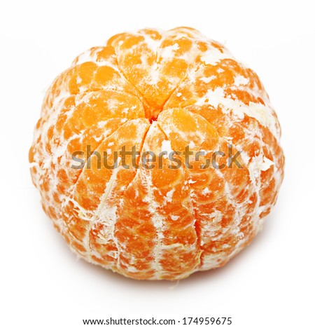 Open mandarin, orange citrus fruit isolated.